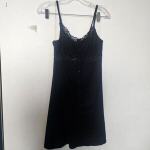 Wild Fable Black Lace Trim ribbed slipped mini dress ajustable Straps Small nwt